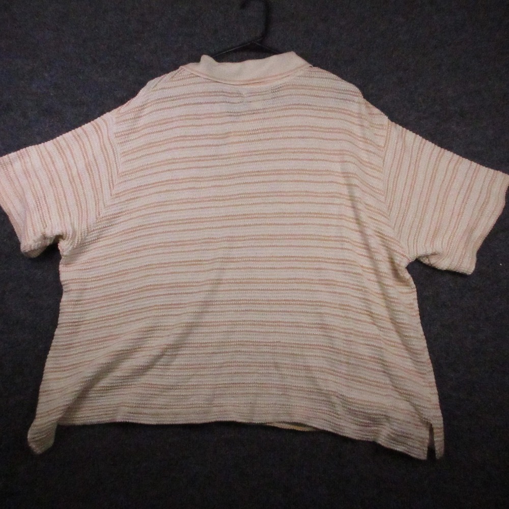 BDG Polo Shirt Mens Large Beige Stripe Textured Knit Relaxed Fit Casual - Picture 2 of 5